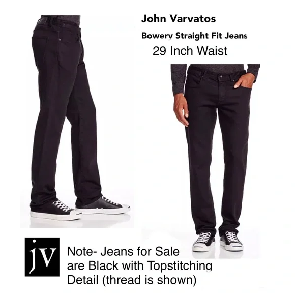 John Varvatos, 29” Waist, Men’s, Black Jeans, Straight Leg, Slim, Designer, NWT! - Picture 2 of 12